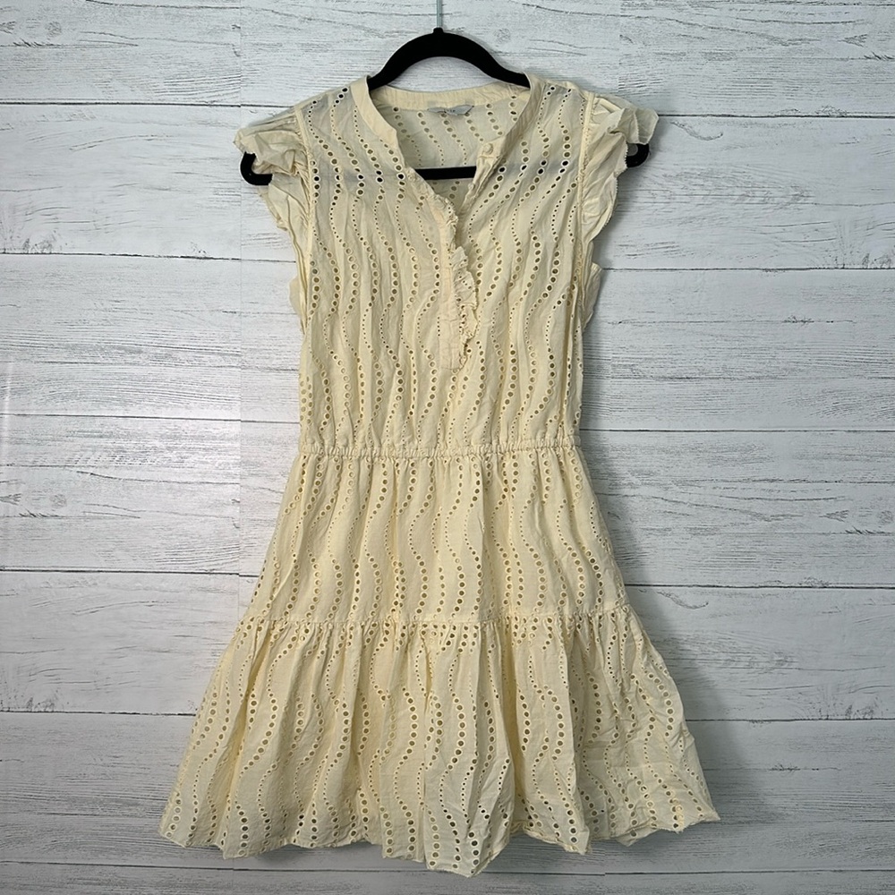 Joie, eyelet, soft yellow dress size S